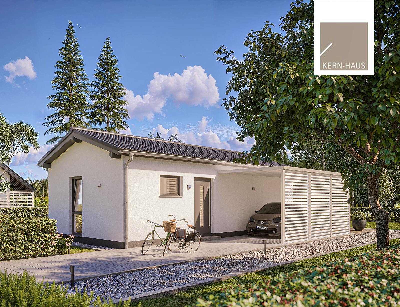 Massivhaus Bungalow Dia von Kern-Haus Schlüsselfertig ab 214900€, Bungalow Außenansicht 1