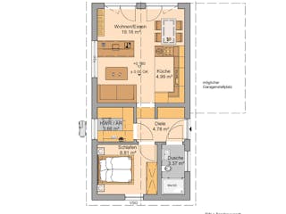 Massivhaus Bungalow Dia von Kern-Haus Schlüsselfertig ab 214900€, Bungalow Grundriss 1