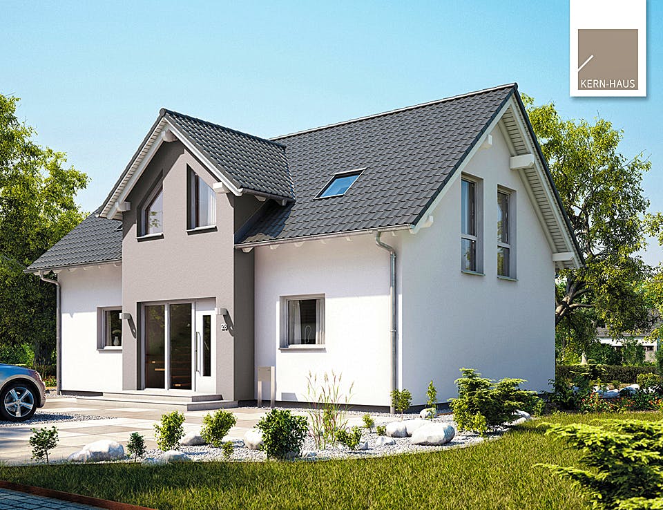 Massivhaus Familienhaus Aura von Kern-Haus Schlüsselfertig ab 418900€, Satteldach-Klassiker Außenansicht 2