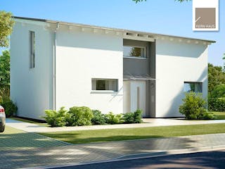 Massivhaus Familienhaus Vio von Kern-Haus Schlüsselfertig ab 374900€, Pultdachhaus Außenansicht 2