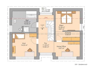 Massivhaus Familienhaus Vio von Kern-Haus Schlüsselfertig ab 374900€, Pultdachhaus Grundriss 2