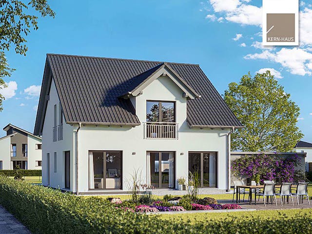 Massivhaus Familienhaus Fida von Kern-Haus Schlüsselfertig ab 402900€, Satteldach-Klassiker Außenansicht 1