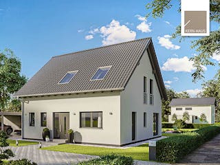 Massivhaus Familienhaus Fida von Kern-Haus Schlüsselfertig ab 392900€, Satteldach-Klassiker Außenansicht 2