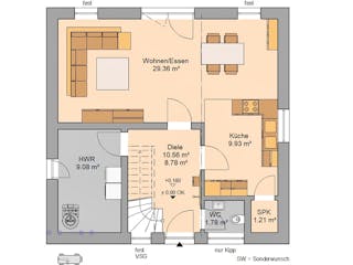 Massivhaus Stadtvilla Novo von Kern-Haus Schlüsselfertig ab 346900€, Stadtvilla Grundriss 1