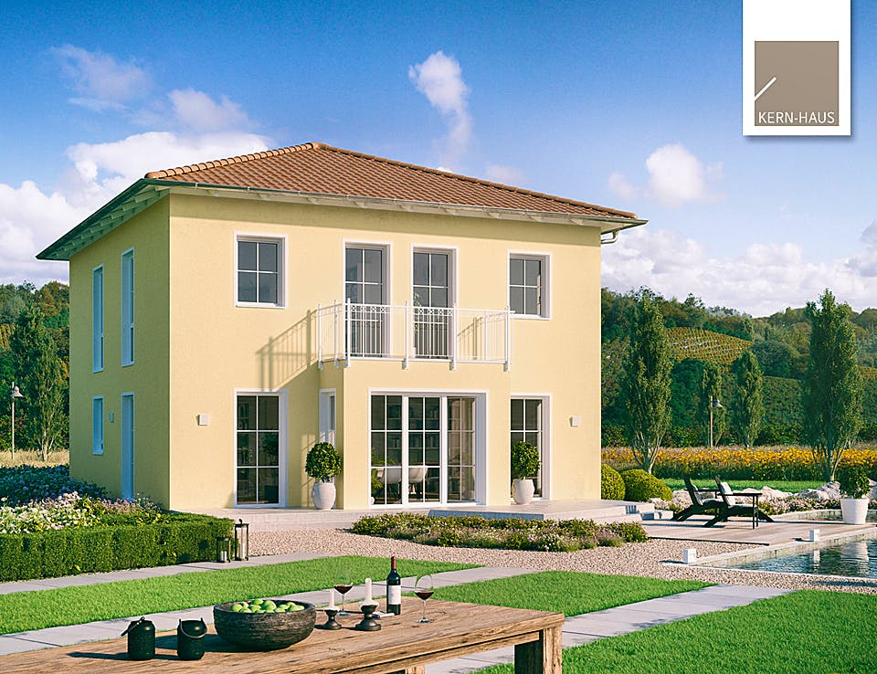 Massivhaus Stadtvilla Riva von Kern-Haus Schlüsselfertig ab 443900€, Stadtvilla Außenansicht 1