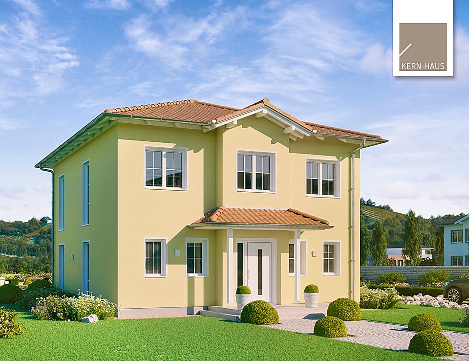 Massivhaus Stadtvilla Riva von Kern-Haus Schlüsselfertig ab 443900€, Stadtvilla Außenansicht 2