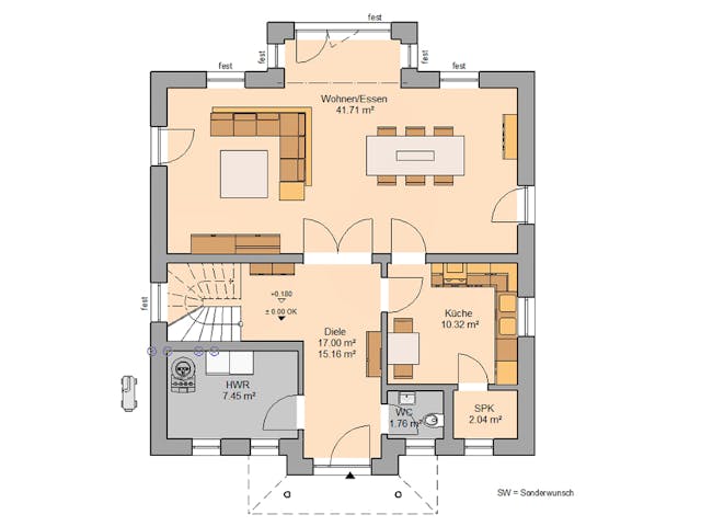 Massivhaus Stadtvilla Riva von Kern-Haus Schlüsselfertig ab 443900€, Stadtvilla Grundriss 1