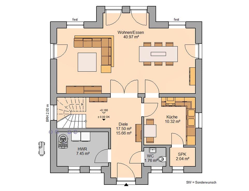 Massivhaus Stadtvilla Saphir von Kern-Haus Schlüsselfertig ab 425900€, Stadtvilla Grundriss 1