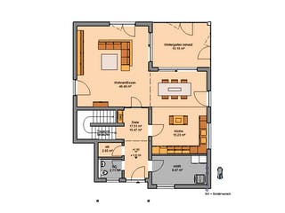 Massivhaus Familienhaus Akzent von Kern-Haus Schlüsselfertig ab 493900€, Pultdachhaus Grundriss 1