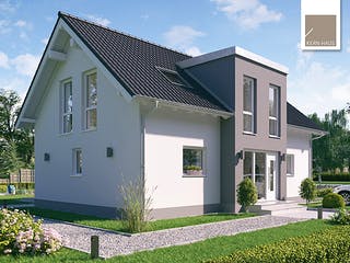 Massivhaus Familienhaus Auro von Kern-Haus Schlüsselfertig ab 428900€, Satteldach-Klassiker Außenansicht 2
