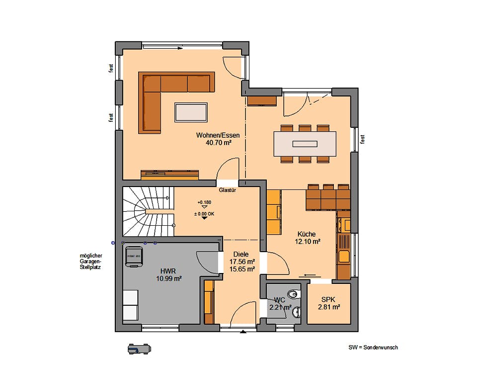 Massivhaus Stadtvilla Certo von Kern-Haus Schlüsselfertig ab 429900€, Stadtvilla Grundriss 1