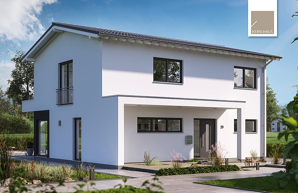 Massivhaus Familienhaus Elea von Kern-Haus Schlüsselfertig ab 579900€, Satteldach-Klassiker Außenansicht 2