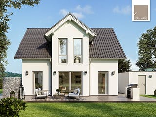 Massivhaus Familienhaus Esprit von Kern-Haus Schlüsselfertig ab 354900€, Satteldach-Klassiker Außenansicht 1