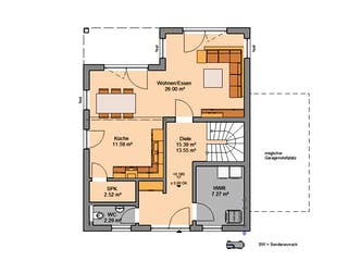Massivhaus Stadtvilla Fino von Kern-Haus Schlüsselfertig ab 363900€, Stadtvilla Grundriss 1