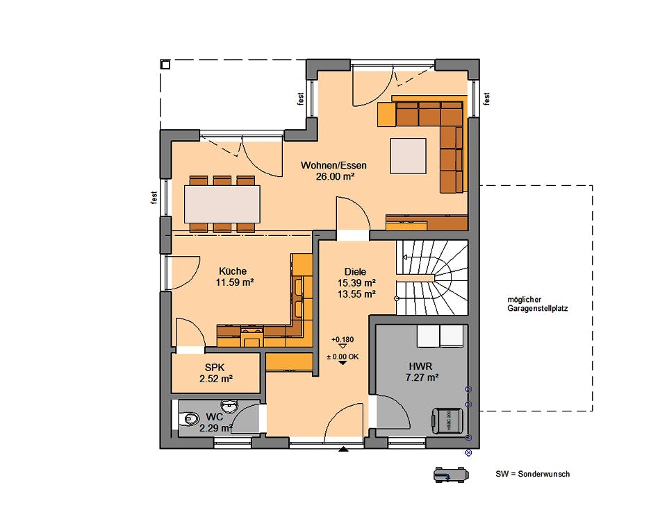 Massivhaus Stadtvilla Fino von Kern-Haus Schlüsselfertig ab 363900€, Stadtvilla Grundriss 1