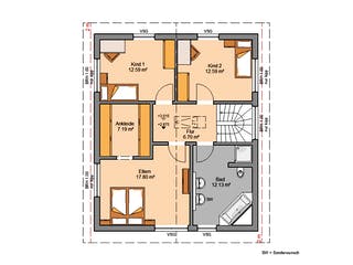 Massivhaus Familienhaus Jara von Kern-Haus Schlüsselfertig ab 322900€, Satteldach-Klassiker Grundriss 2
