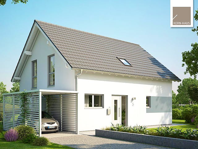 Massivhaus Familienhaus Signum von Kern-Haus Schlüsselfertig ab 386900€, Satteldach-Klassiker Außenansicht 1