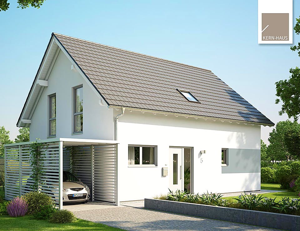 Fertighaus Familienhaus Signum von Kern-Haus Schlüsselfertig ab 343900€, Satteldach-Klassiker Außenansicht 1