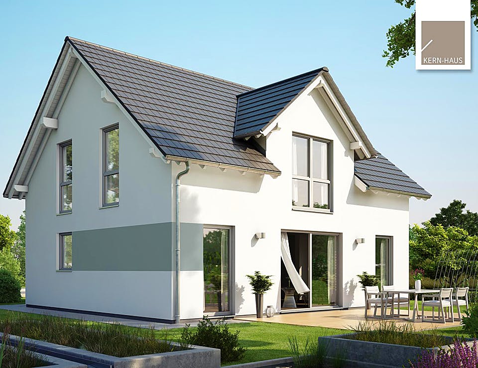 Fertighaus Familienhaus Signum von Kern-Haus Schlüsselfertig ab 343900€, Satteldach-Klassiker Außenansicht 2