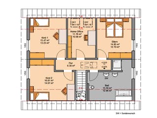 Fertighaus Familienhaus Signum von Kern-Haus Schlüsselfertig ab 343900€, Satteldach-Klassiker Grundriss 2