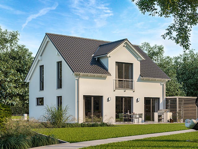 Massivhaus Familienhaus Trend von Kern-Haus Schlüsselfertig ab 369900€, Satteldach-Klassiker Außenansicht 1