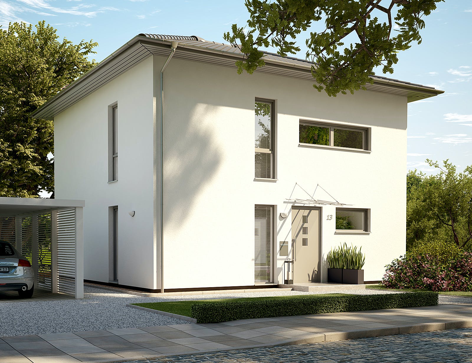 Massivhaus ARCHITEKTENHAUS NOVO von Kern-Haus Chemnitz Schlüsselfertig ab 356900€, Stadtvilla Außenansicht 2