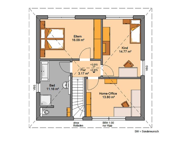 Massivhaus ARCHITEKTENHAUS NOVO von Kern-Haus Chemnitz Schlüsselfertig ab 356900€, Stadtvilla Grundriss 2