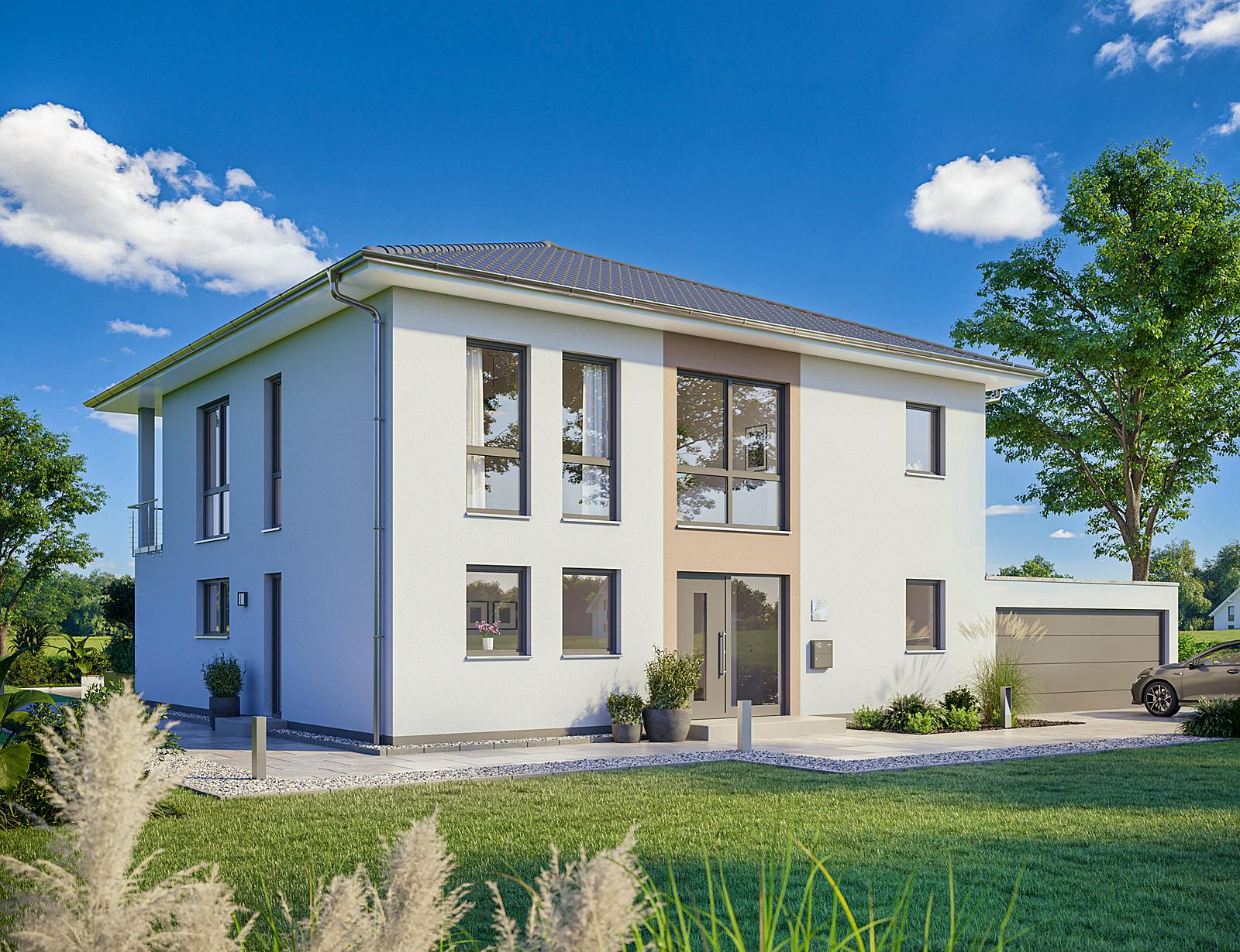 Massivhaus STADTVILLA PALLAS von Kern-Haus Chemnitz Schlüsselfertig ab 497900€, Stadtvilla Außenansicht 2