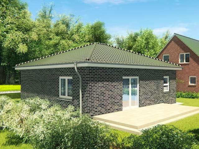 Massivhaus Bungalow 61 von KLINKER HAUS Schlüsselfertig ab 194300€, Bungalow Außenansicht 1