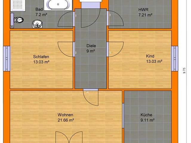 Massivhaus Bungalow 80 von KLINKER HAUS Schlüsselfertig ab 222100€, Bungalow Grundriss 1