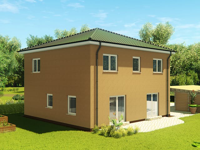 Massivhaus Stadtvilla Florenz 4 von KLINKER HAUS Schlüsselfertig ab 336300€, Stadtvilla Außenansicht 1