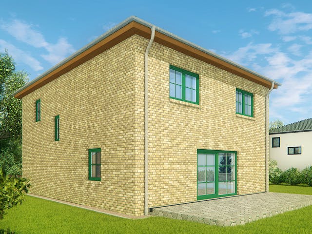 Massivhaus Stadtvilla Lucca 4 von KLINKER HAUS Schlüsselfertig ab 364900€, Stadtvilla Außenansicht 1