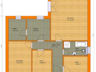 Massivhaus Winkelbungalow 100 von KLINKER HAUS Schlüsselfertig ab 257700€, Bungalow Grundriss 2
