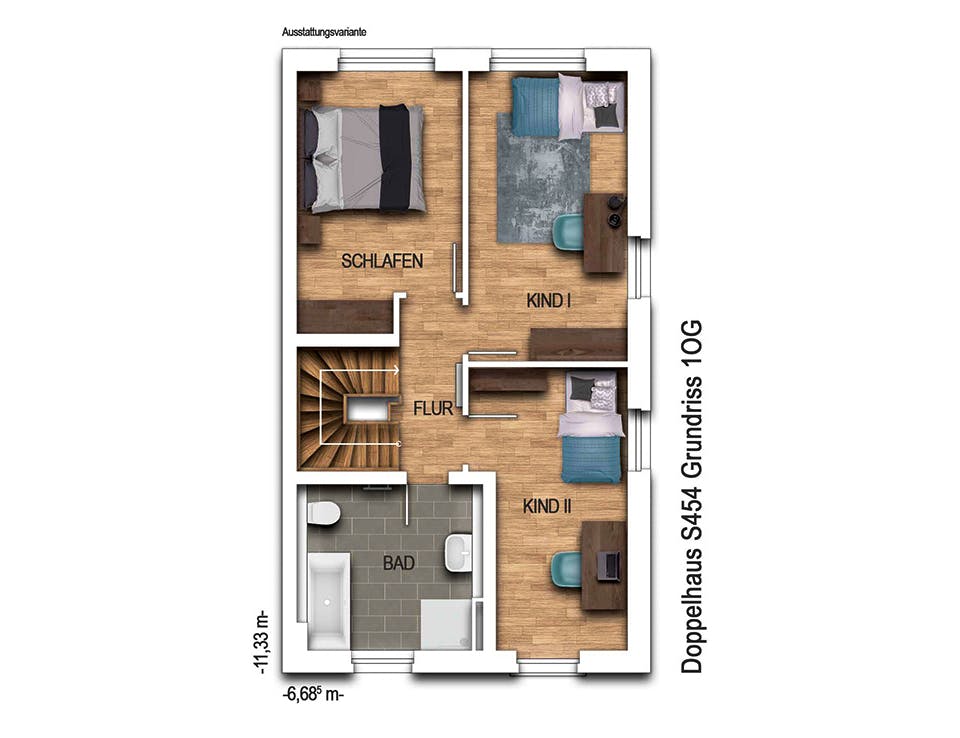 Massivhaus DOPPELHAUS 2S456 von KONZEPTHAUS Schlüsselfertig ab 345000€, Satteldach-Klassiker Grundriss 2