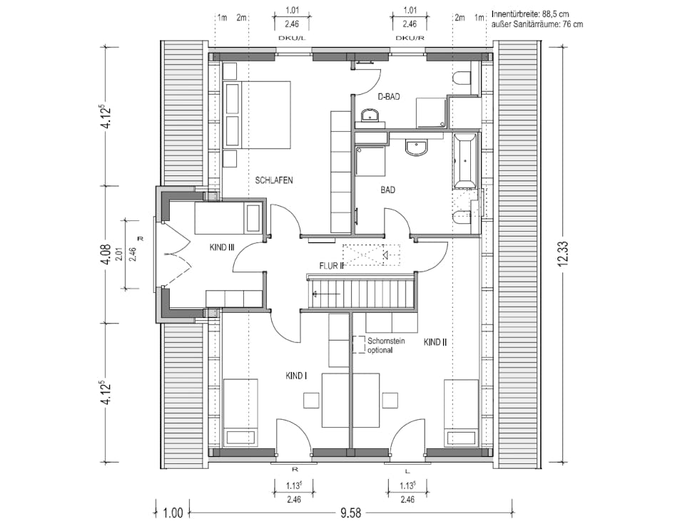 Massivhaus KLASSIK 2741 von KONZEPTHAUS Schlüsselfertig ab 346100€, Satteldach-Klassiker Grundriss 2