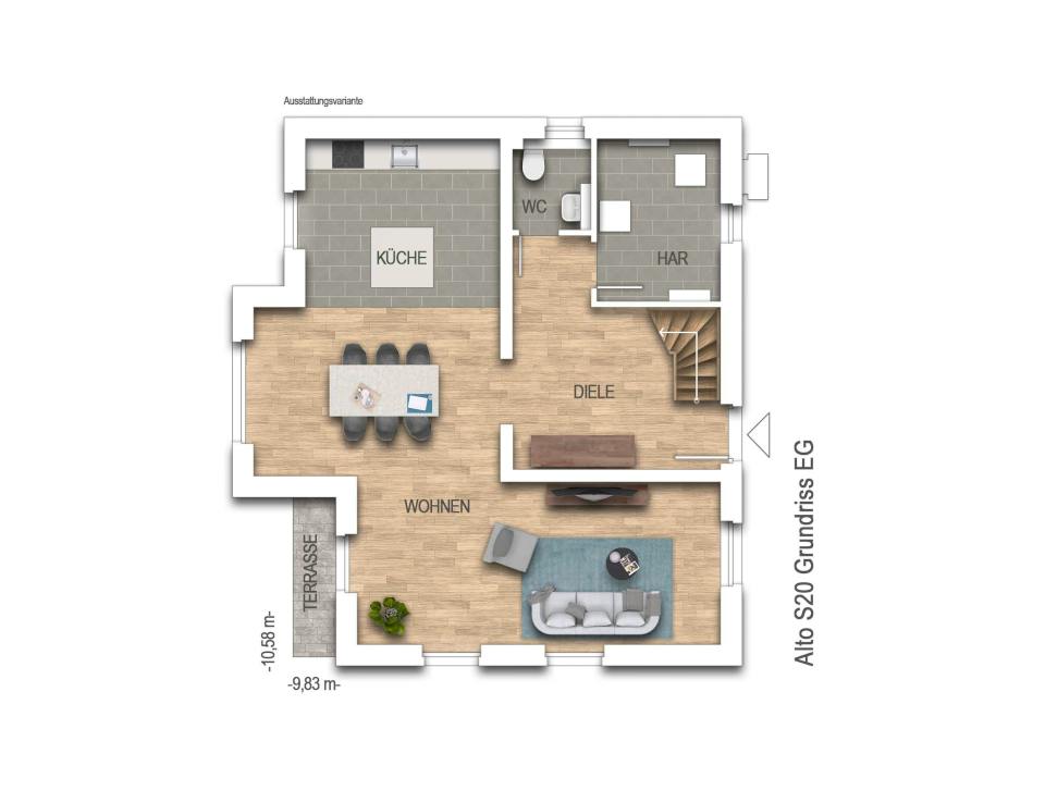 Massivhaus KLASSIK 2S20 von KONZEPTHAUS Schlüsselfertig ab 344000€, Satteldach-Klassiker Grundriss 1