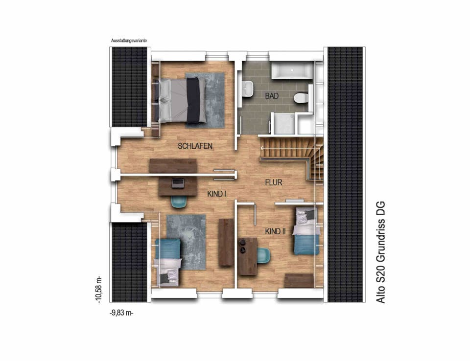 Massivhaus KLASSIK 2S20 von KONZEPTHAUS Schlüsselfertig ab 344000€, Satteldach-Klassiker Grundriss 2