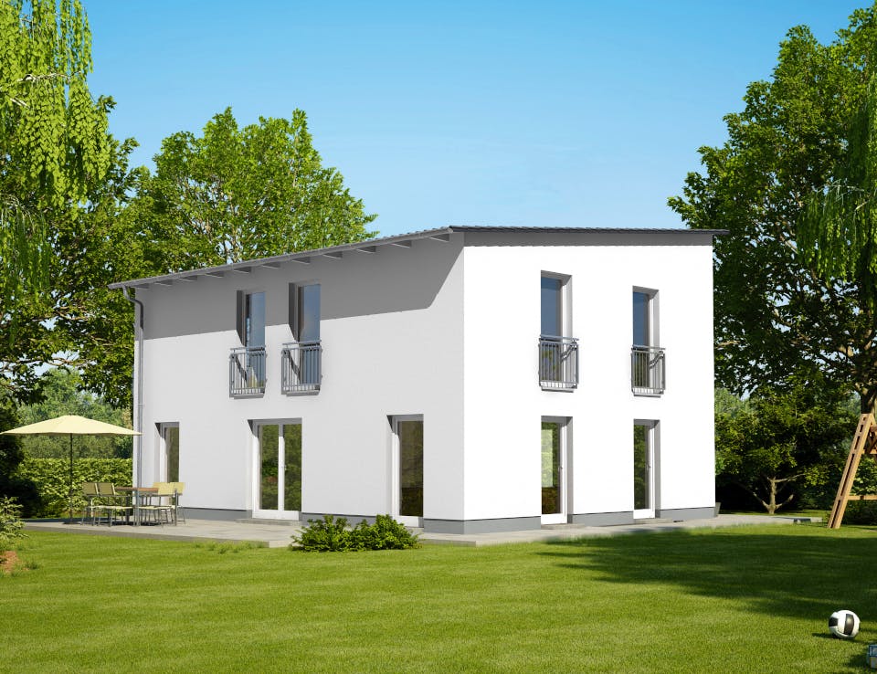 Massivhaus URBAN 2631 von KONZEPTHAUS Schlüsselfertig ab 369000€, Cubushaus Außenansicht 1