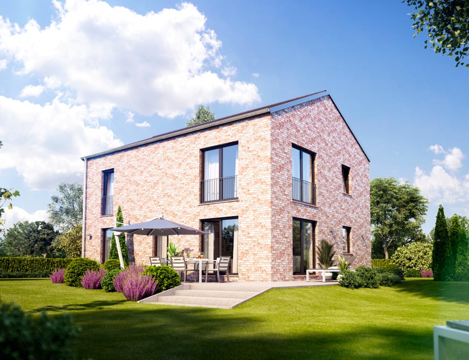 Massivhaus VARIANT 2633 von KONZEPTHAUS Schlüsselfertig ab 362400€, Satteldach-Klassiker Außenansicht 1