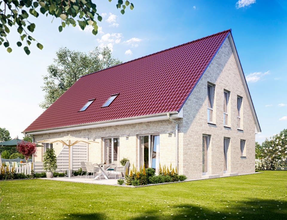 Massivhaus ZWEIFAMILIENHAUS 2881 von KONZEPTHAUS Schlüsselfertig ab 465200€, Satteldach-Klassiker Außenansicht 1