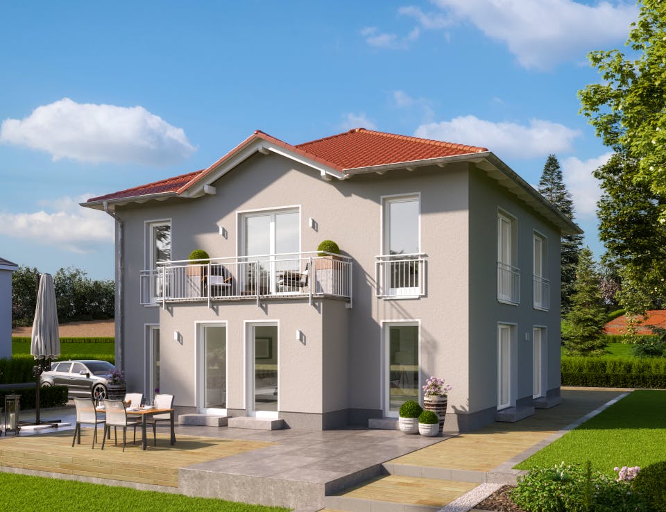 Massivhaus ELEGANZ 2B10 von KONZEPTHAUS Schlüsselfertig ab 374300€, Stadtvilla Außenansicht 1