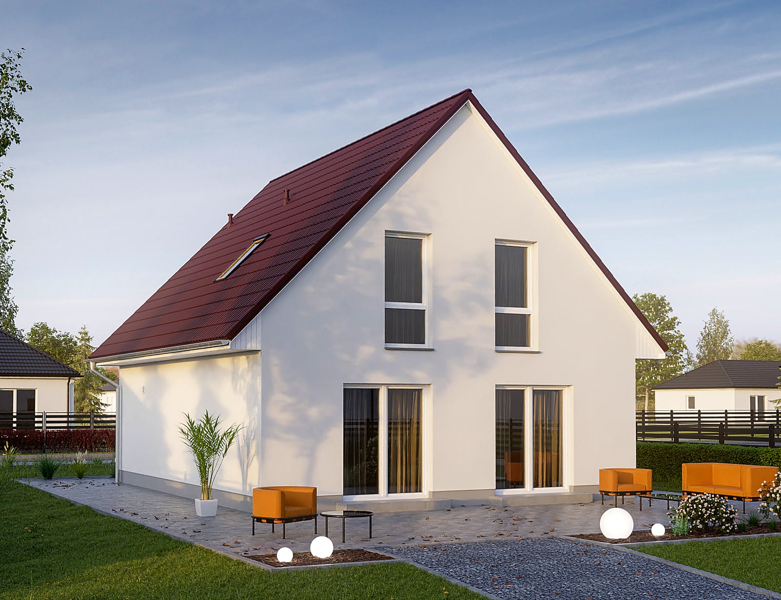 Massivhaus KLASSIK 2510 von KONZEPTHAUS Schlüsselfertig ab 311400€, Satteldach-Klassiker Außenansicht 2
