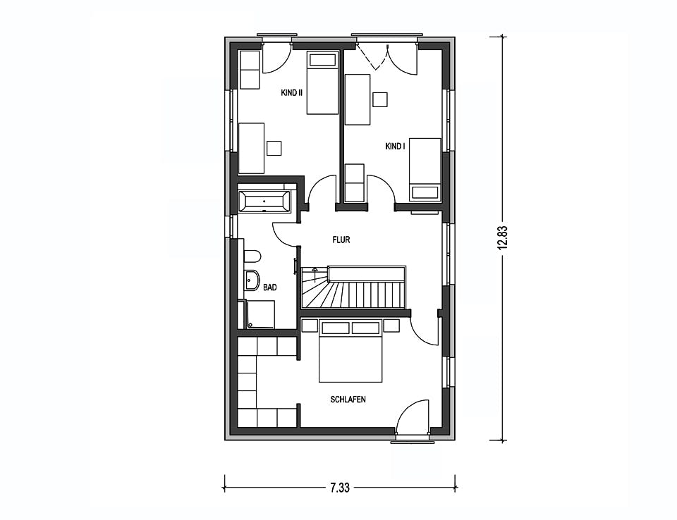 Massivhaus URBAN 2360 von KONZEPTHAUS Schlüsselfertig ab 384700€, Cubushaus Grundriss 2