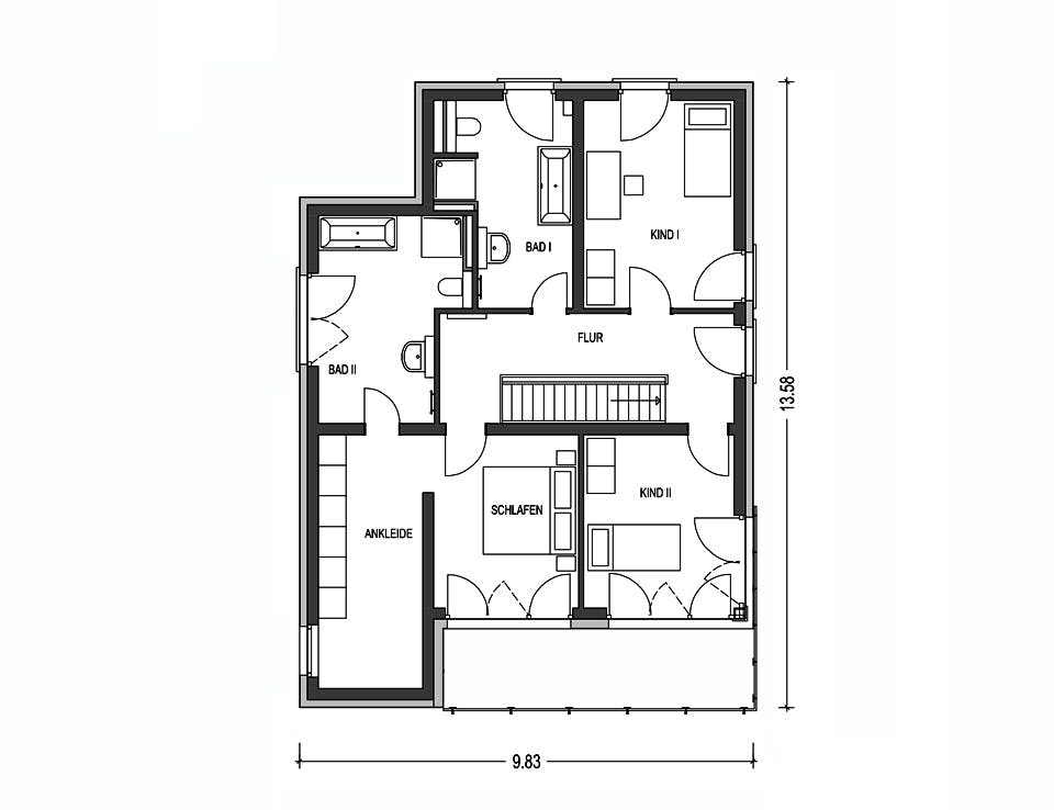 Massivhaus URBAN 2730 von KONZEPTHAUS Schlüsselfertig ab 498700€, Cubushaus Grundriss 2