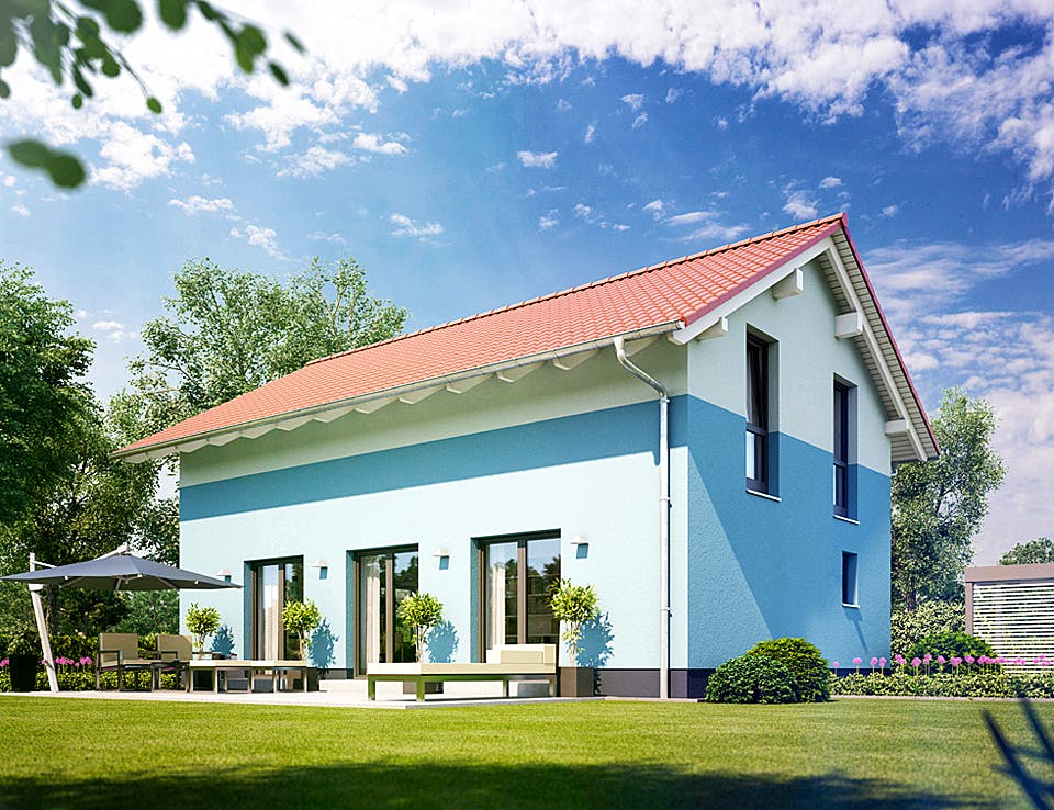 Massivhaus VARIANT 2340 von KONZEPTHAUS Schlüsselfertig ab 342100€, Satteldach-Klassiker Außenansicht 2