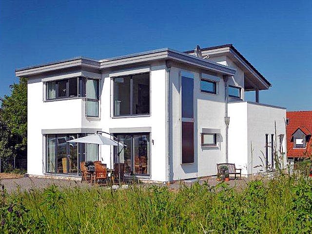 Fertighaus Kubistische Villa von Meisterstück-HAUS, Pultdachhaus Außenansicht 2