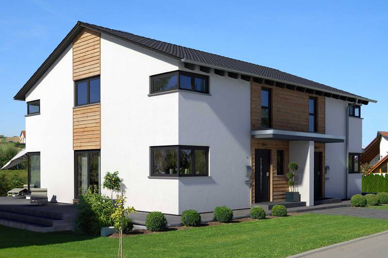 Fertighaus Kubus DH von Meisterstück-HAUS, Satteldach-Klassiker Außenansicht 1