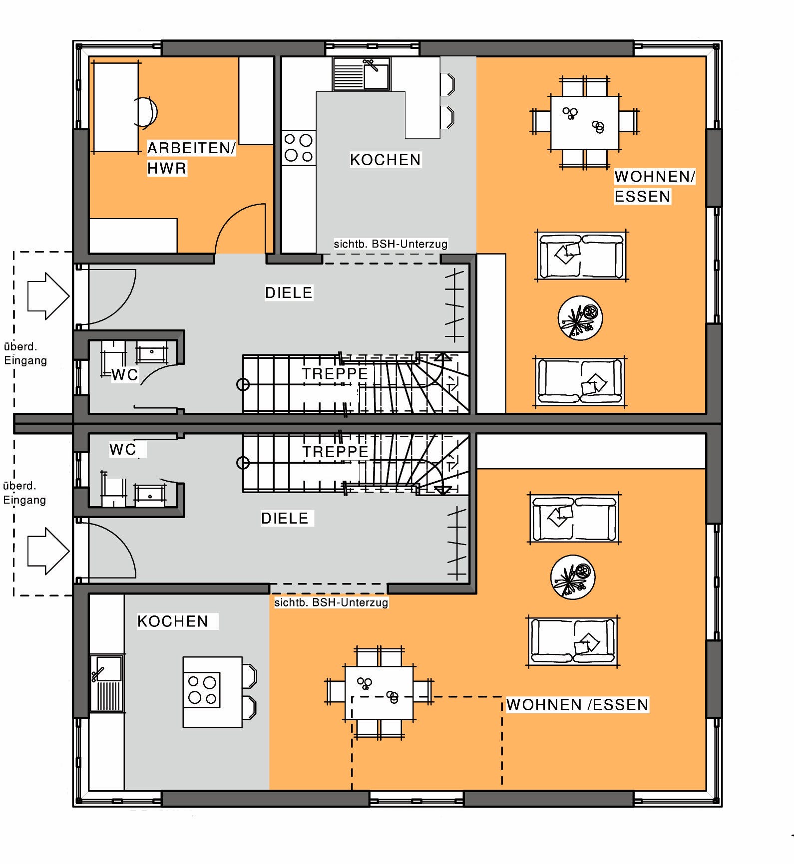 Fertighaus Kubus DH von Meisterstück-HAUS, Satteldach-Klassiker Grundriss 2