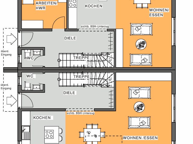 Fertighaus Kubus DH von Meisterstück-HAUS, Satteldach-Klassiker Grundriss 2