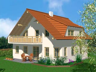 Massivhaus Landhaus von Wagener Systemhausbau Schlüsselfertig ab 325000€, Satteldach-Klassiker Außenansicht 1